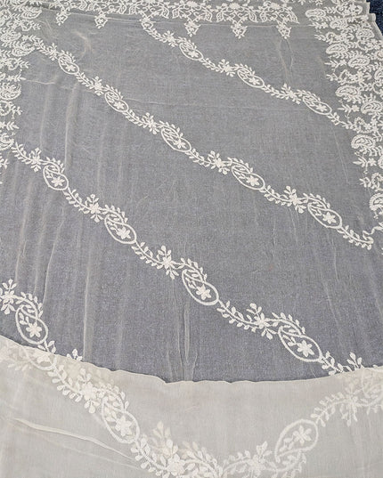 Handmade Bail Style Pakka Tanka Work Pure China Crinkle Dyeable Dupatta