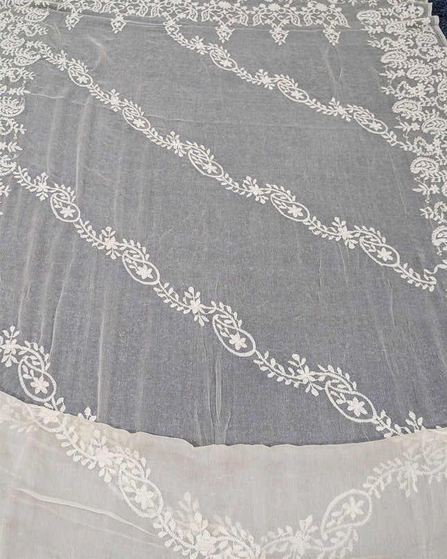 Handmade Bail Style Pakka Tanka Work Pure China Crinkle Dyeable Dupatta