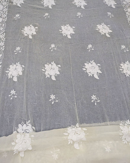 Pure China Crinkle with Handmade Pakka Tanka Buti Work Dupatta (Dyeable)