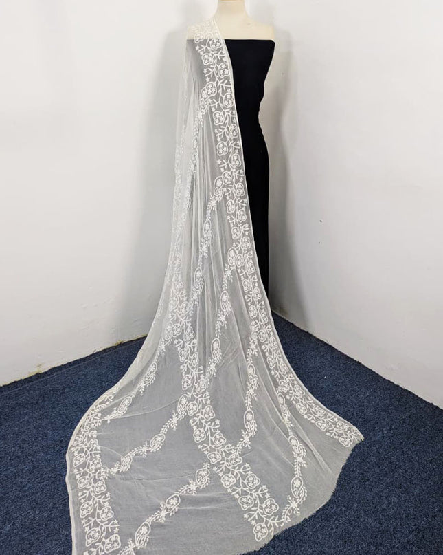 Bail Style Pakka Tanka Work Pure China Crinkle Dyeable Dupatta