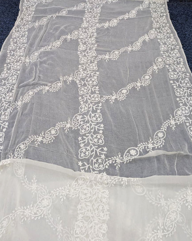 Bail Style Pakka Tanka Work Pure China Crinkle Dyeable Dupatta
