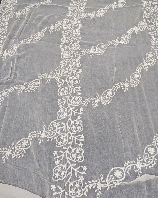 Bail Style Pakka Tanka Work Pure China Crinkle Dyeable Dupatta