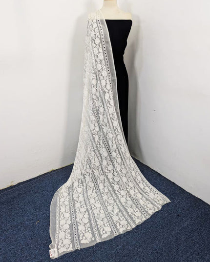 Dyeable Pure China Crinkle with Pakka Tanka + Tarkashi Work Dupatta