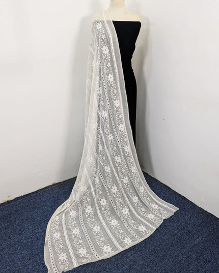 Handmade Pakka Tanka + Tarkashi Work Pure China Crinkle Dyeable Dupatta