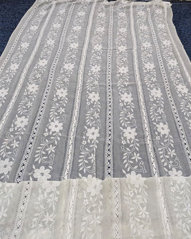 Handmade Pakka Tanka + Tarkashi Work Pure China Crinkle Dyeable Dupatta