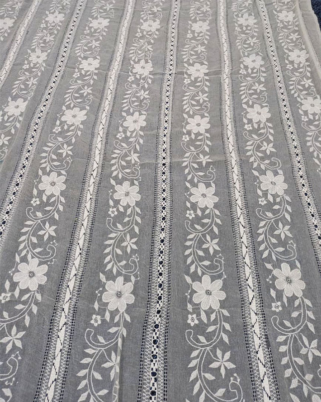 Handmade Pakka Tanka + Tarkashi Work Pure China Crinkle Dyeable Dupatta