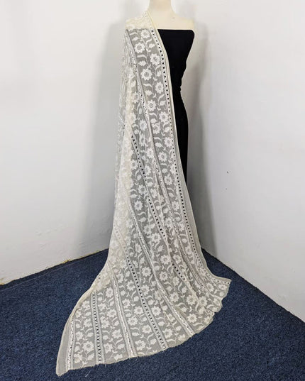 Pure China Crinkle with Pakka Tanka + Tarkashi Work Dyeable Dupatta