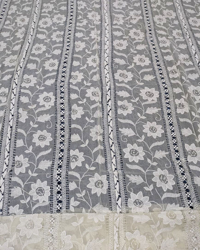 Pure China Crinkle with Pakka Tanka + Tarkashi Work Dyeable Dupatta
