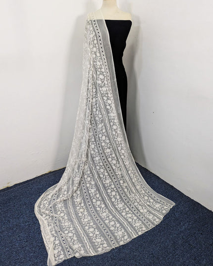 Dyeable Pure China Crinkle with Pakka Tanka + Tarkashi Work Dupatta
