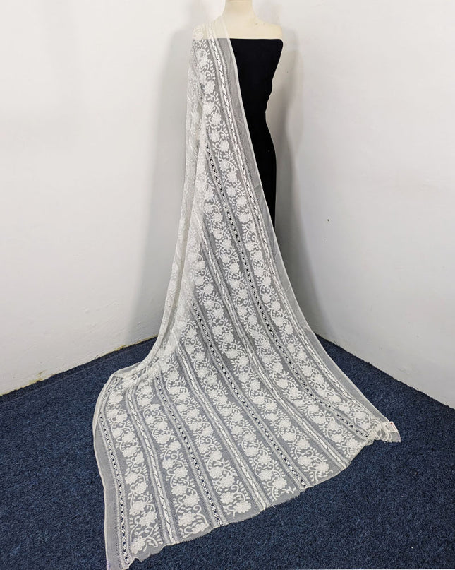 Pure China Crinkle with Pakka Tanka + Tarkashi Work Dyeable Dupatta