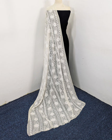 Dyeable Pure China Crinkle with Pakka Tanka + Tarkashi Work Dupatta