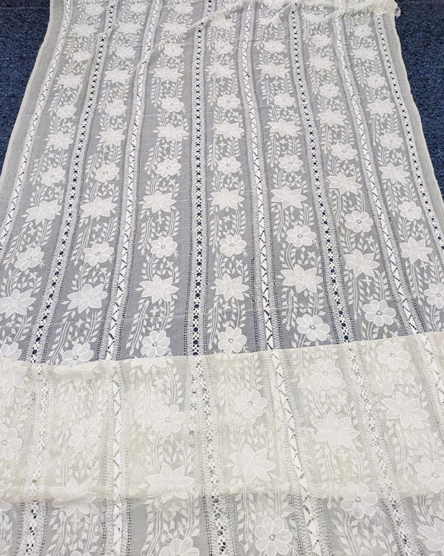 Dyeable Pure China Crinkle with Pakka Tanka + Tarkashi Work Dupatta