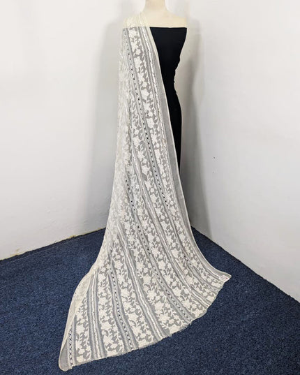 Handmade Pakka Tanka + Tarkashi Work Pure China Crinkle Dyeable Dupatta