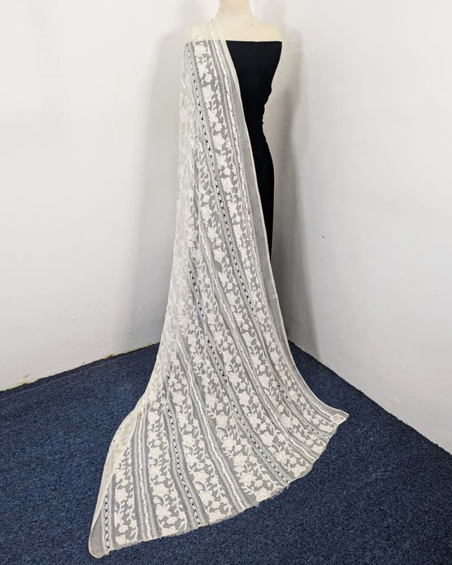 Handmade Pakka Tanka + Tarkashi Work Pure China Crinkle Dyeable Dupatta