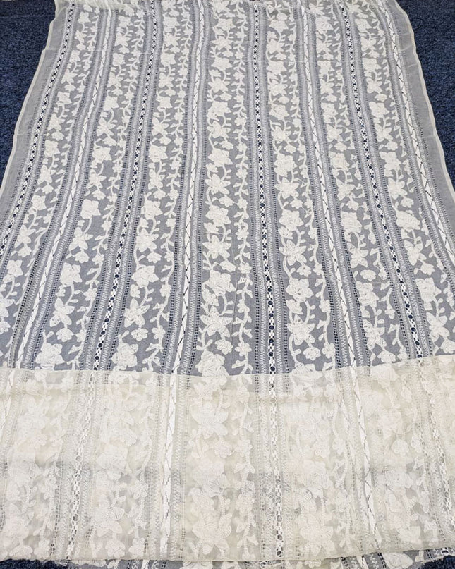Handmade Pakka Tanka + Tarkashi Work Pure China Crinkle Dyeable Dupatta