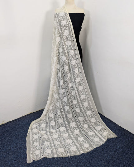 Dyeable Pure China Crinkle with Pakka Tanka + Tarkashi Work Dupatta