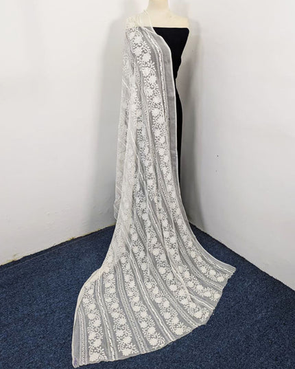 Handmade Pakka Tanka + Tarkashi Work Pure China Crinkle Dupatta (Dyeable)