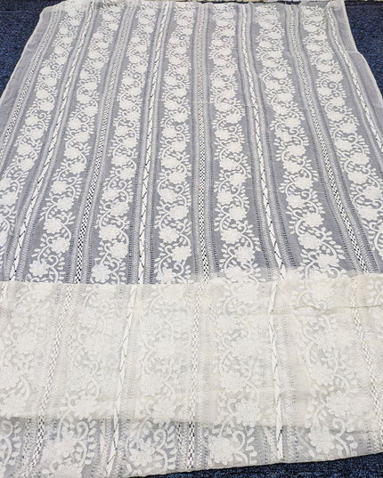 Handmade Pakka Tanka + Tarkashi Work Pure China Crinkle Dupatta (Dyeable)