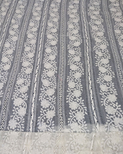 Handmade Pakka Tanka + Tarkashi Work Pure China Crinkle Dupatta (Dyeable)