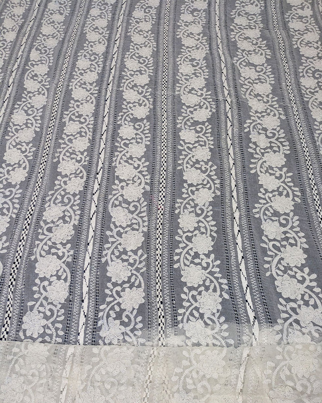 Handmade Pakka Tanka + Tarkashi Work Pure China Crinkle Dupatta (Dyeable)
