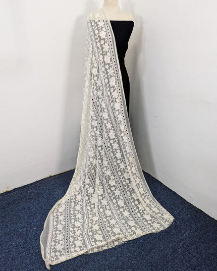 Pure China Crinkle with Pakka Tanka + Tarkashi Work Dyeable Dupatta