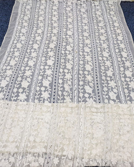 Pure China Crinkle with Pakka Tanka + Tarkashi Work Dyeable Dupatta