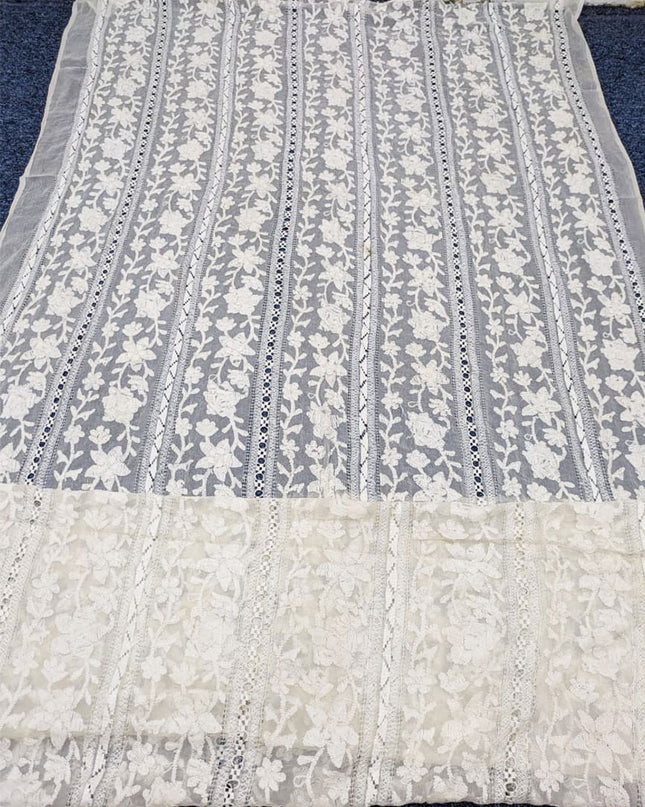 Pure China Crinkle with Pakka Tanka + Tarkashi Work Dyeable Dupatta