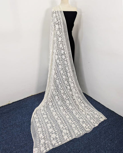 Dyeable Pure China Crinkle with Pakka Tanka + Tarkashi Work Dupatta