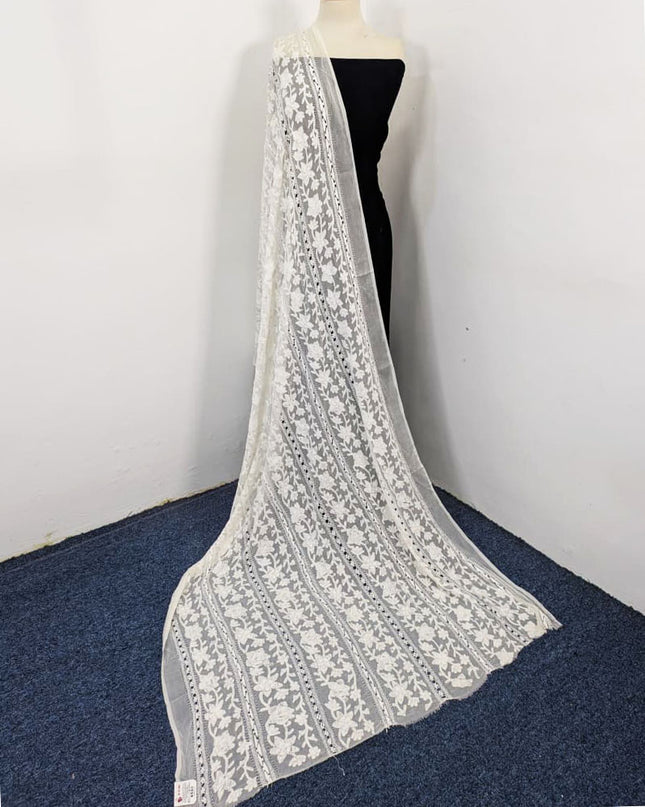 Dyeable Pure China Crinkle with Pakka Tanka + Tarkashi Work Dupatta