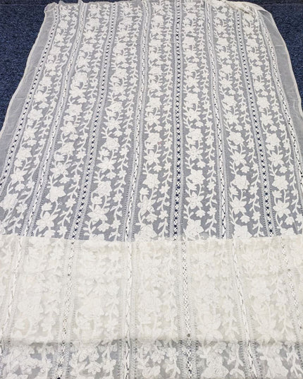 Dyeable Pure China Crinkle with Pakka Tanka + Tarkashi Work Dupatta