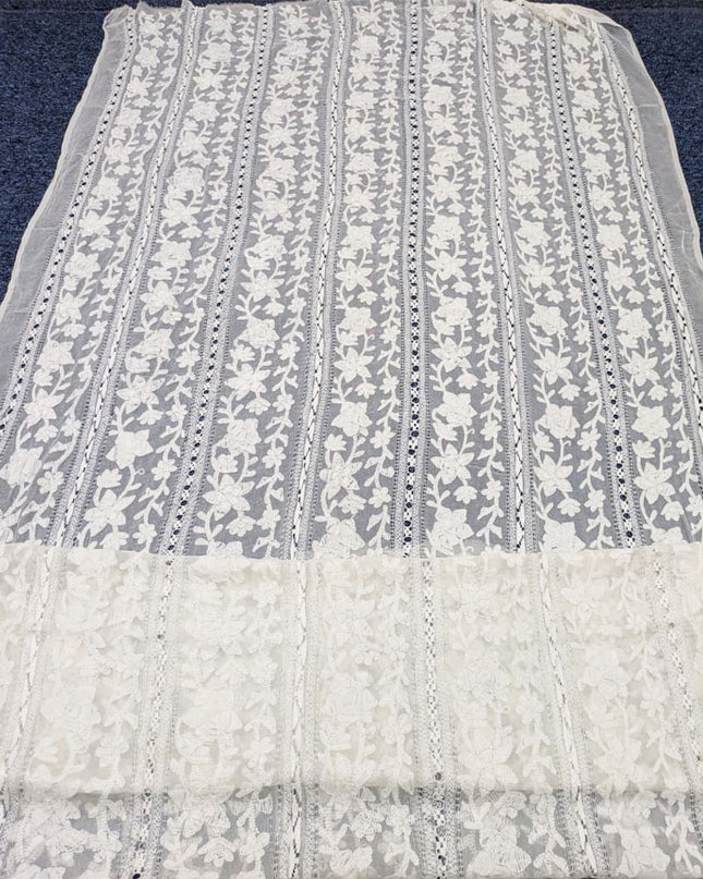 Dyeable Pure China Crinkle with Pakka Tanka + Tarkashi Work Dupatta