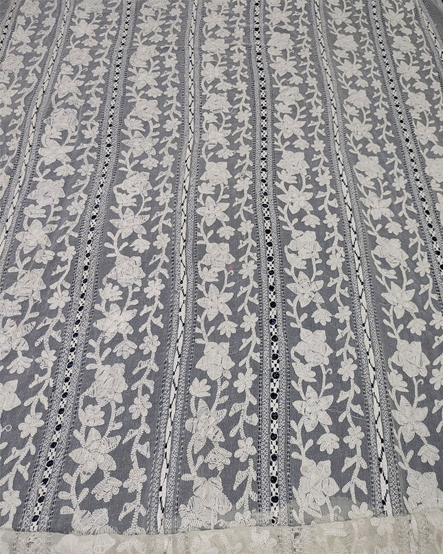 Dyeable Pure China Crinkle with Pakka Tanka + Tarkashi Work Dupatta