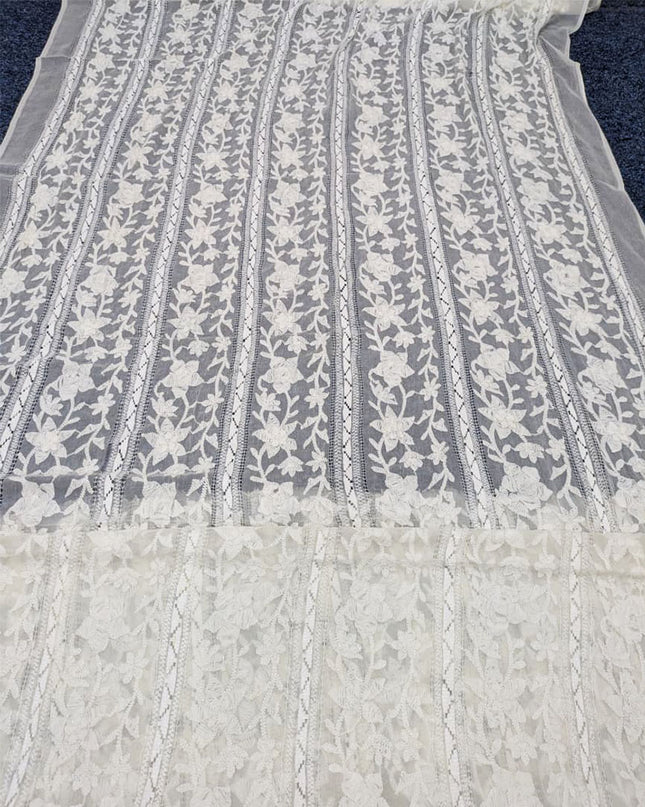 Handmade Pakka Tanka + Tarkashi Work Pure China Crinkle Dyeable Dupatta