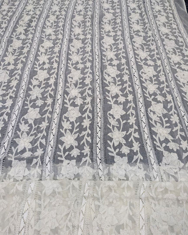 Handmade Pakka Tanka + Tarkashi Work Pure China Crinkle Dyeable Dupatta