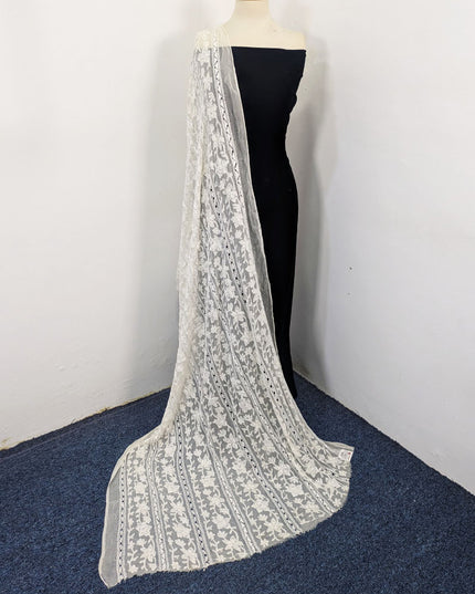 Dyeable Pure China Crinkle with Pakka Tanka + Tarkashi Work Dupatta