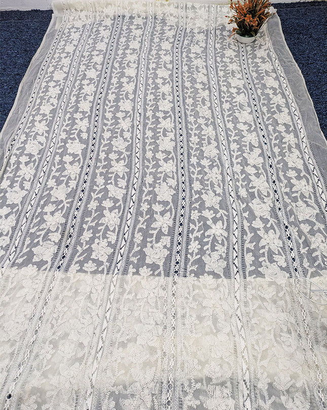 Dyeable Pure China Crinkle with Pakka Tanka + Tarkashi Work Dupatta