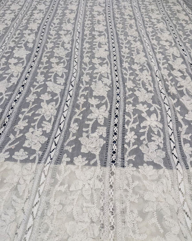 Dyeable Pure China Crinkle with Pakka Tanka + Tarkashi Work Dupatta