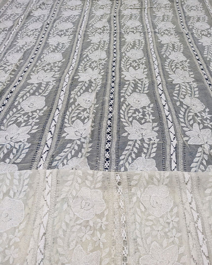 Handmade Pakka Tanka + Tarkashi Work Pure China Crinkle Dupatta (Dyeable)