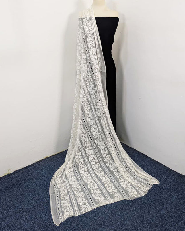 Pure China Crinkle with Pakka Tanka + Tarkashi Work Dyeable Dupatta