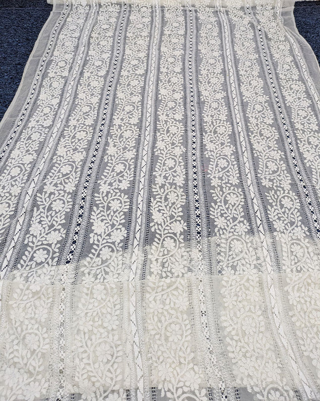 Pure China Crinkle with Pakka Tanka + Tarkashi Work Dyeable Dupatta
