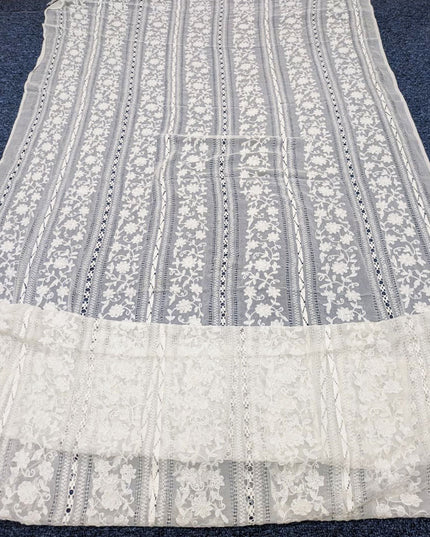 Dyeable Pure China Crinkle with Pakka Tanka + Tarkashi Work Dupatta