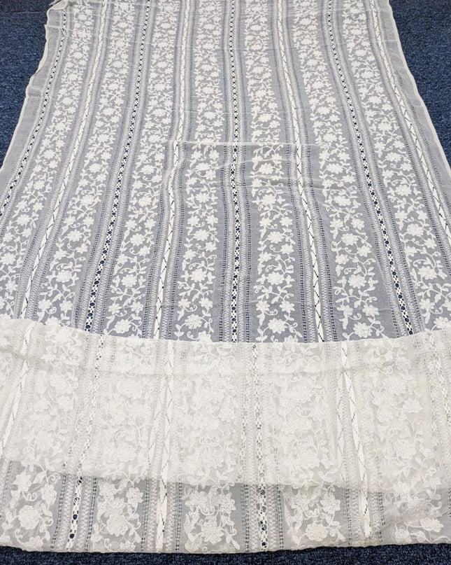 Dyeable Pure China Crinkle with Pakka Tanka + Tarkashi Work Dupatta