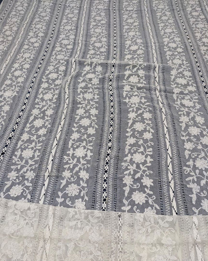 Dyeable Pure China Crinkle with Pakka Tanka + Tarkashi Work Dupatta