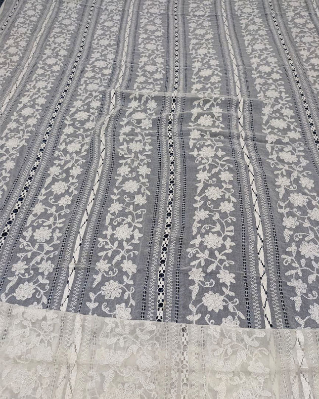 Dyeable Pure China Crinkle with Pakka Tanka + Tarkashi Work Dupatta