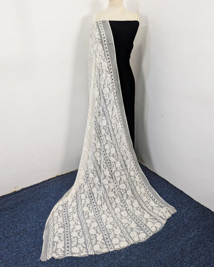 Handmade Pakka Tanka + Tarkashi Work Pure China Crinkle Dyeable Dupatta