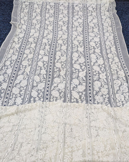 Handmade Pakka Tanka + Tarkashi Work Pure China Crinkle Dyeable Dupatta