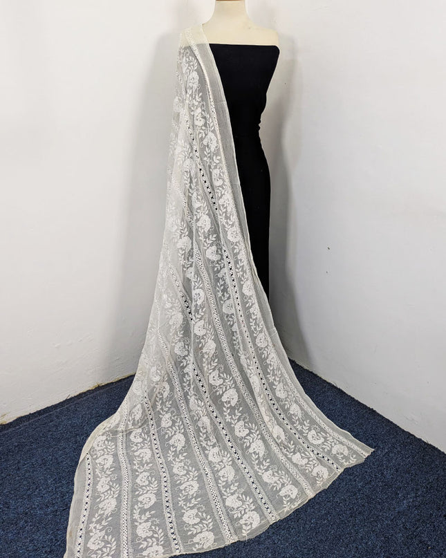 Pure China Crinkle with Pakka Tanka + Tarkashi Work Dupatta (Dyeable)