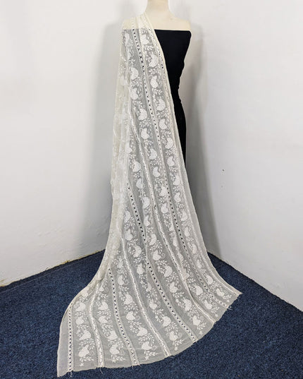 Dyeable Pure China Crinkle with Pakka Tanka + Tarkashi Work Dupatta