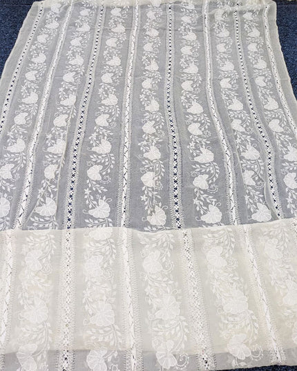Dyeable Pure China Crinkle with Pakka Tanka + Tarkashi Work Dupatta