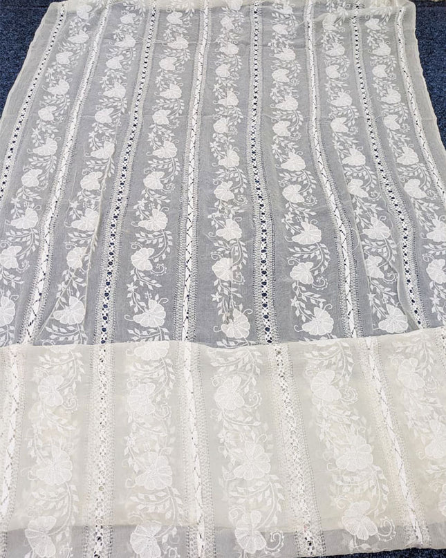 Dyeable Pure China Crinkle with Pakka Tanka + Tarkashi Work Dupatta